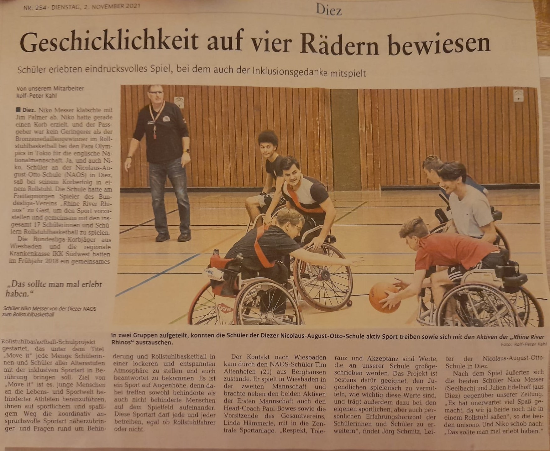 2021 10 29 Zeitungsartikel Basketball